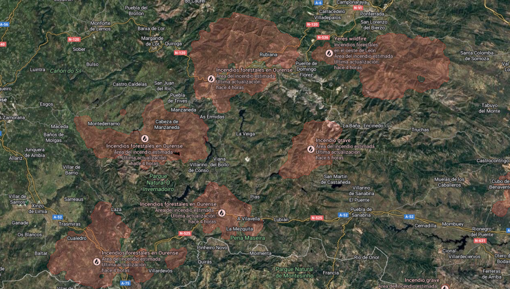 Incendios forestales en Ourense