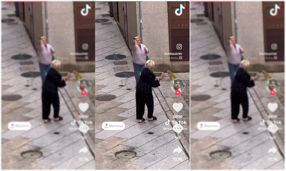 Pelea viral en Ourense: dos mujeres se enfrentan con escobas y gas pimienta en plena calle