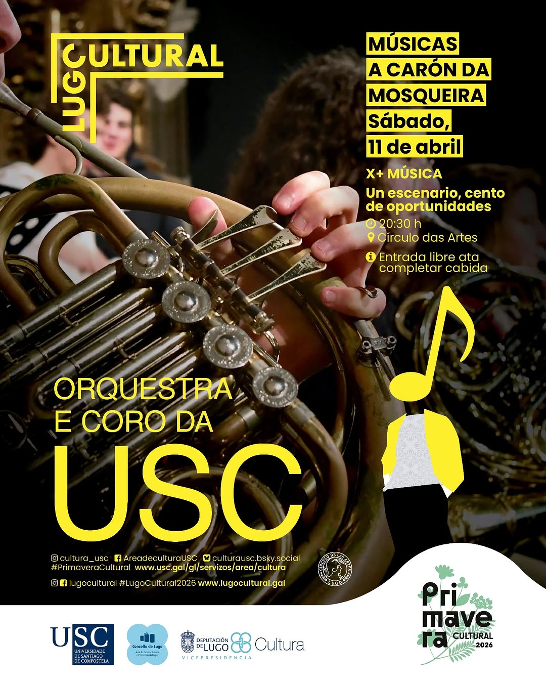 Concerto de Primavera da Orquestra e Coro da USC Lugo 11 de abril 2026: música sinfónica en directo